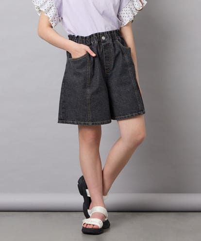 KJLGD57035 a.v.v KIDS [130-160]ケミカルデニムキュロット