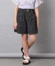 KJLGD57035 a.v.v KIDS(アー・ヴェ・ヴェ) [130-160]ケミカルデニムキュロット ダークグレー