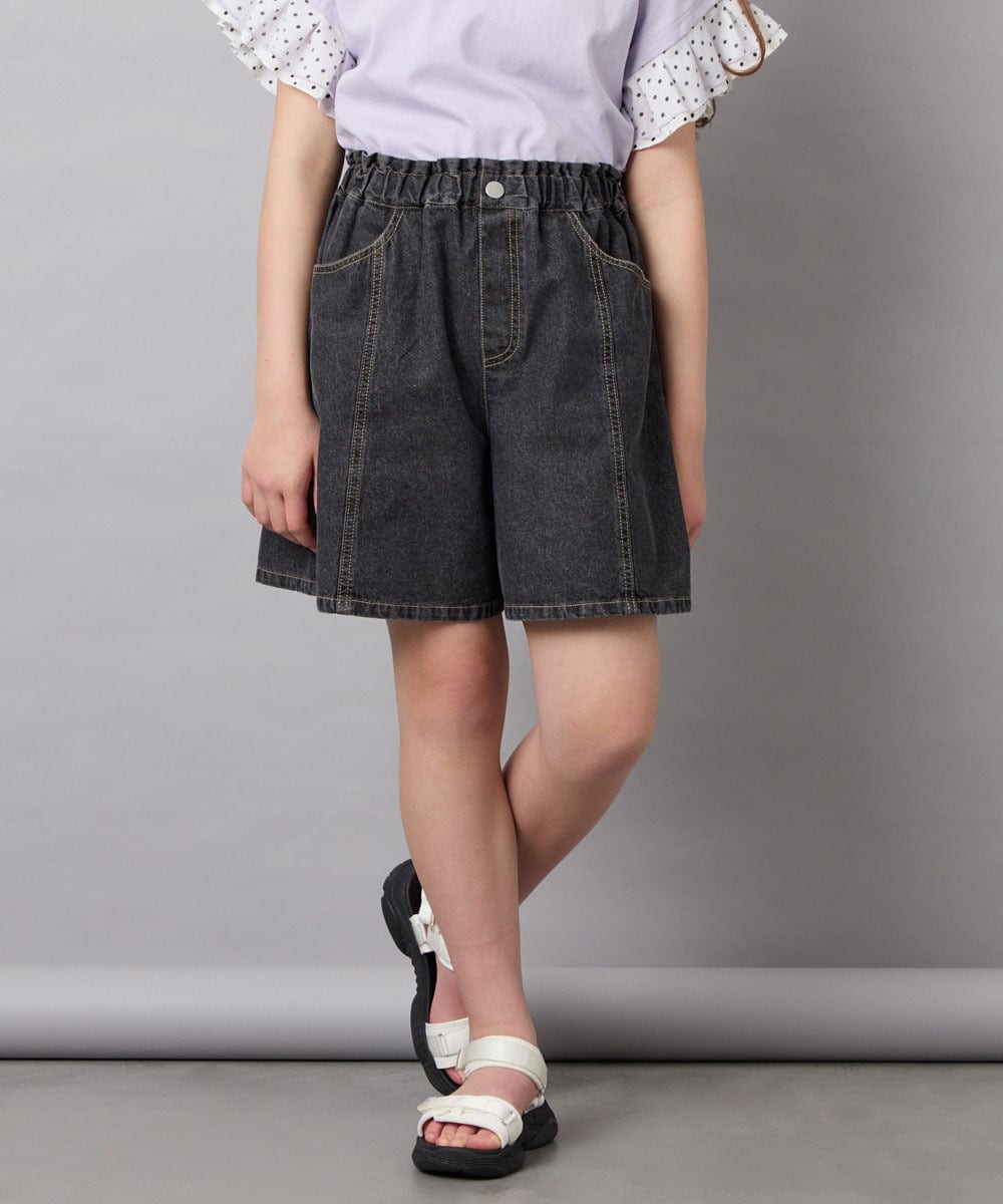 KJLGD57035 a.v.v KIDS(アー・ヴェ・ヴェ) [130-160]ケミカルデニムキュロット ダークグレー