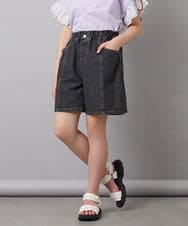 KJLGD57035 a.v.v KIDS(アー・ヴェ・ヴェ) [130-160]ケミカルデニムキュロット ダークグレー