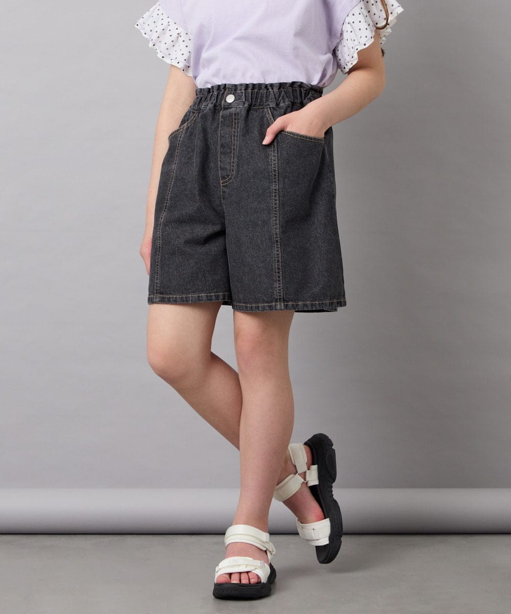 KJLGD57035 a.v.v KIDS(アー・ヴェ・ヴェ) [130-160]ケミカルデニムキュロット ダークグレー