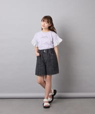 KJLGD57035 a.v.v KIDS(アー・ヴェ・ヴェ) [130-160]ケミカルデニムキュロット ダークグレー