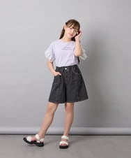 KJLGD57035 a.v.v KIDS(アー・ヴェ・ヴェ) [130-160]ケミカルデニムキュロット ダークグレー