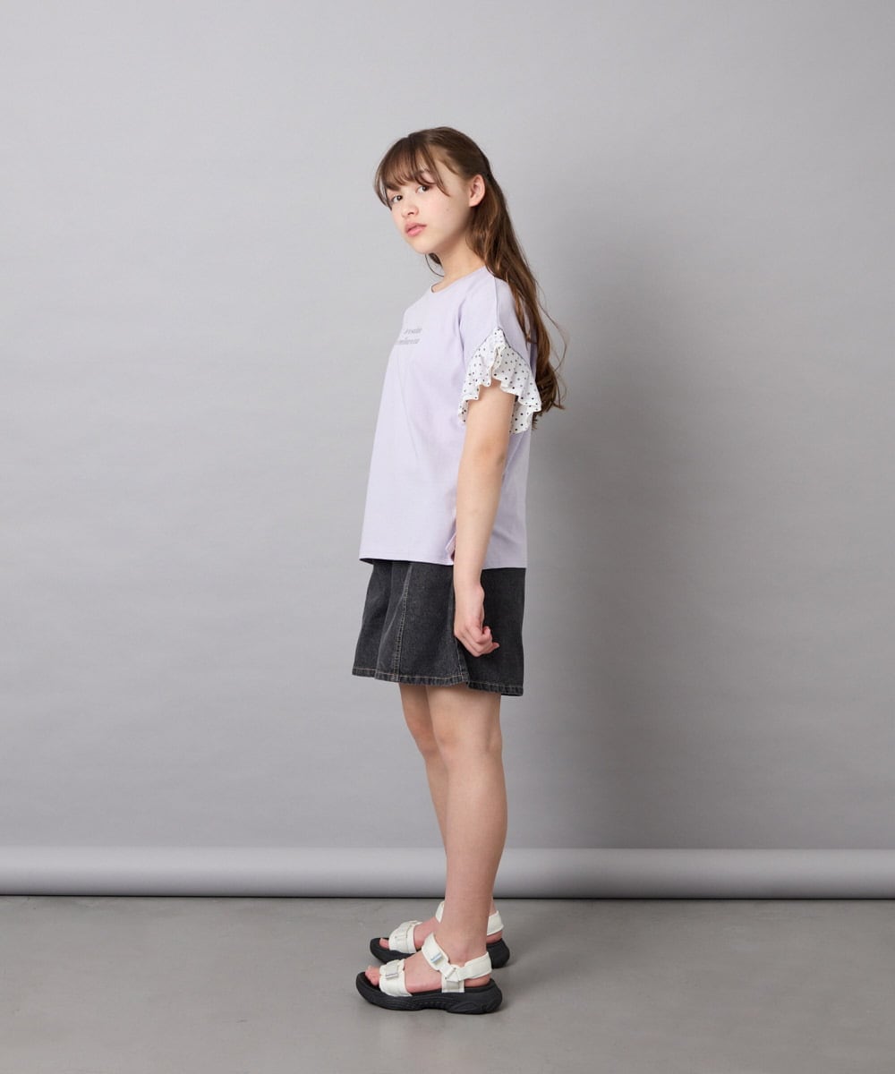 KJLGD57035 a.v.v KIDS(アー・ヴェ・ヴェ) [130-160]ケミカルデニムキュロット ダークグレー