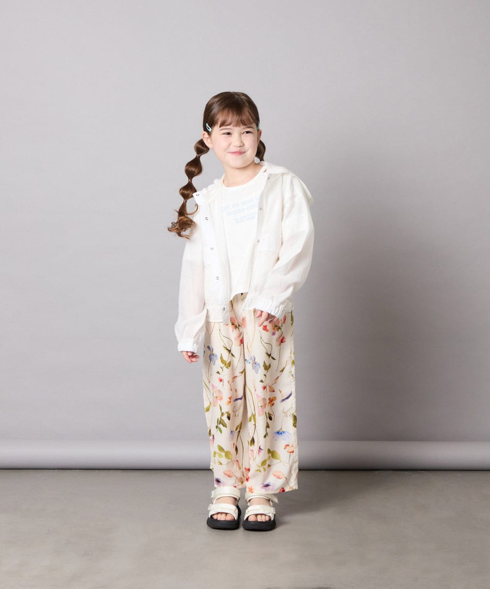 KJLGD63044 a.v.v KIDS(アー・ヴェ・ヴェ) [120-150]【ママとお揃いコーデが叶う】フラワープリントワイドパンツ アイボリー