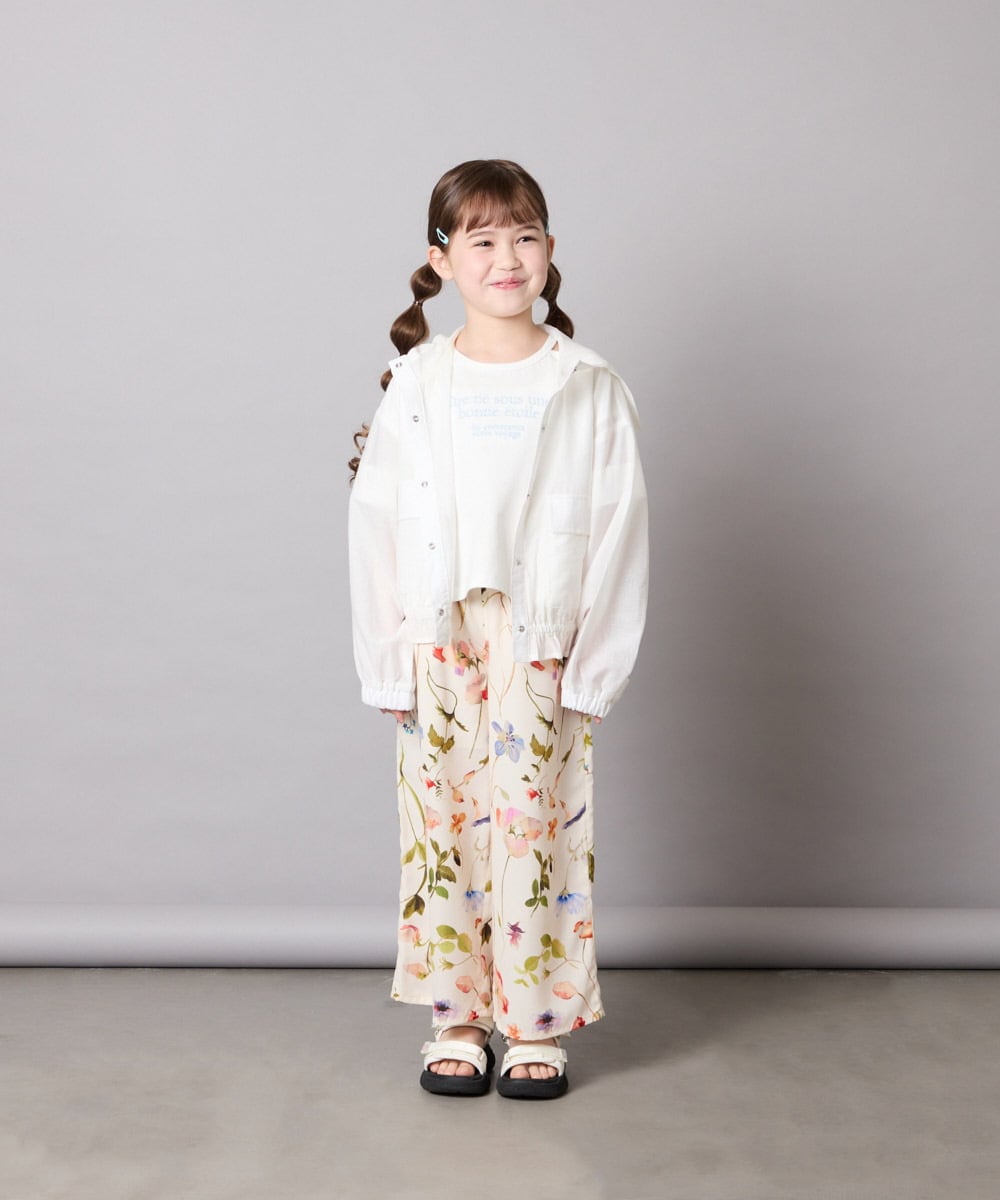 KJLGD63044 a.v.v KIDS(アー・ヴェ・ヴェ) [120-150]【ママとお揃いコーデが叶う】フラワープリントワイドパンツ アイボリー