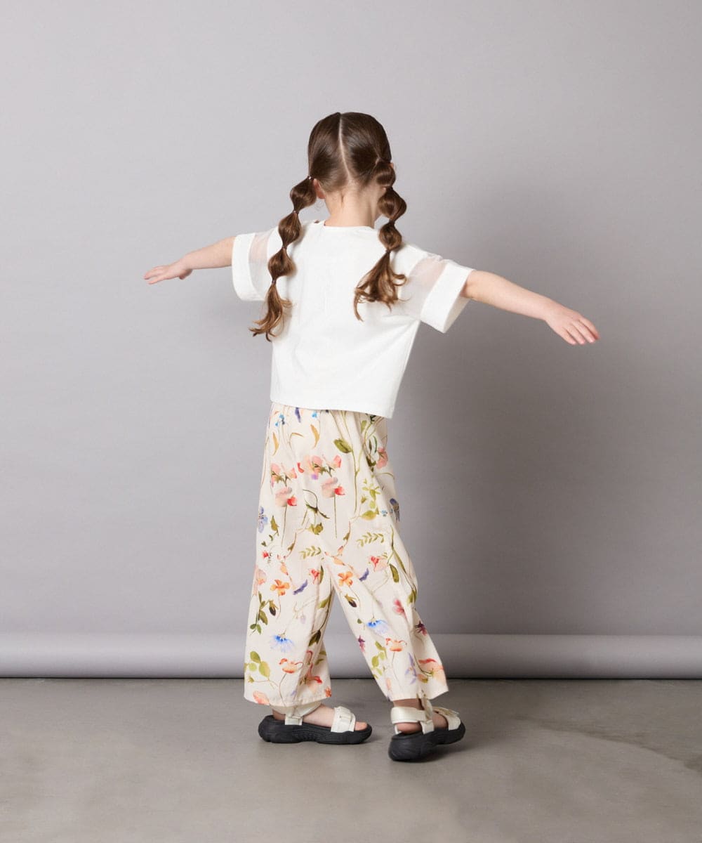 KJLGD63044 a.v.v KIDS(アー・ヴェ・ヴェ) [120-150]【ママとお揃いコーデが叶う】フラワープリントワイドパンツ アイボリー