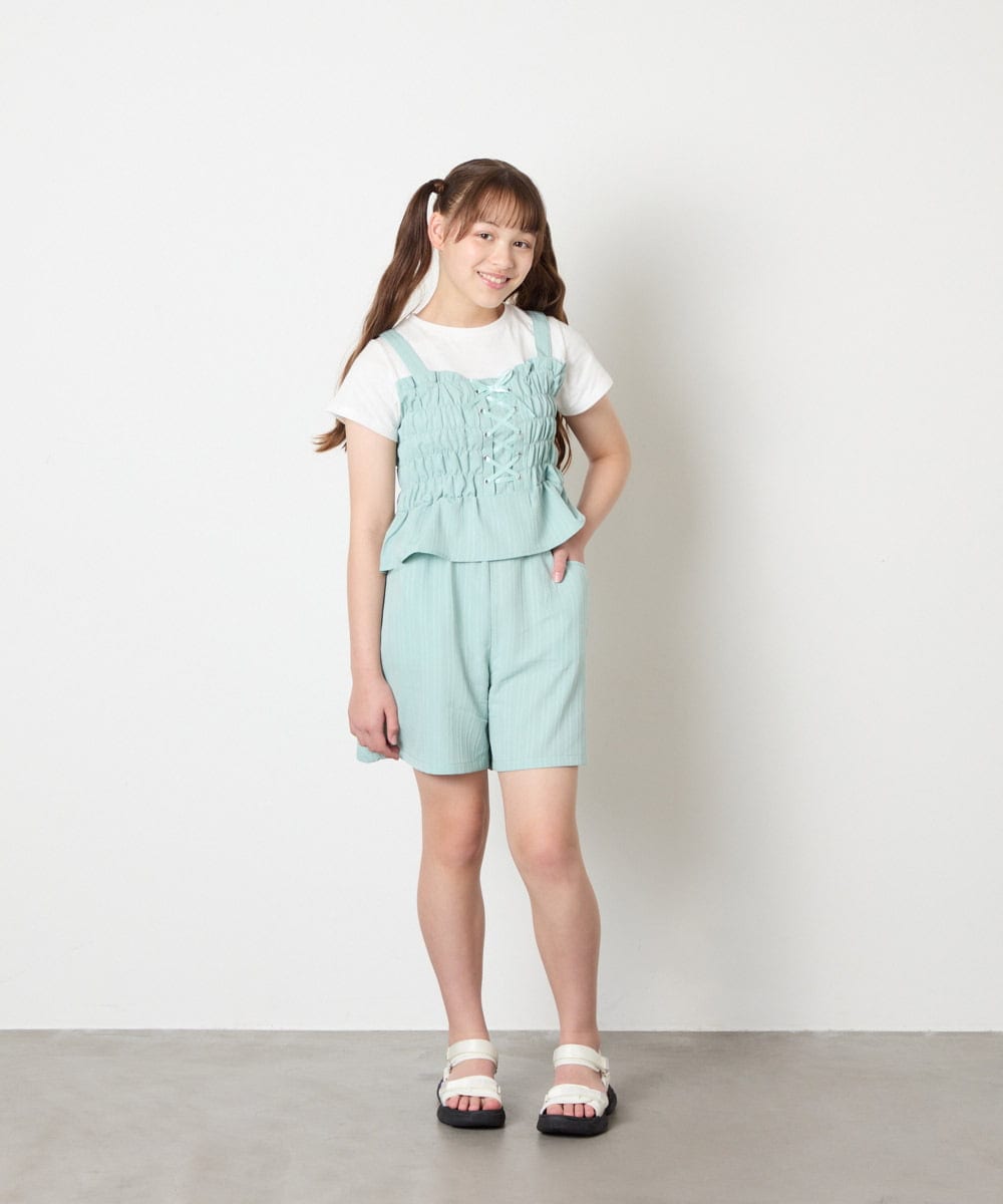 KJLGD68039 a.v.v KIDS(アー・ヴェ・ヴェ) [120-160]【セットアップ可能】タックショートパンツ グリーン