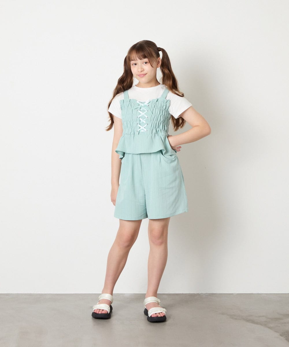 KJLGD68039 a.v.v KIDS(アー・ヴェ・ヴェ) [120-160]【セットアップ可能】タックショートパンツ グリーン