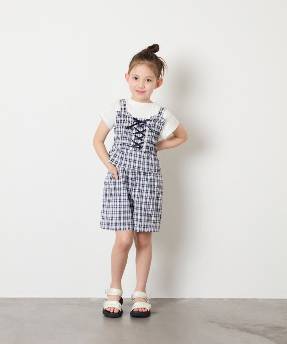 KJLGD68039 a.v.v KIDS(アー・ヴェ・ヴェ) [120-160]【セットアップ可能】タックショートパンツ ネイビー