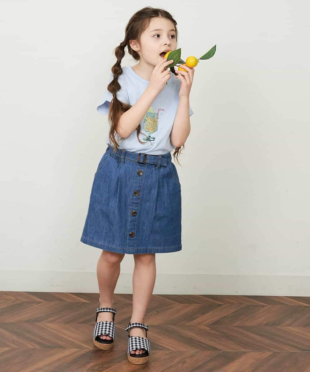 KJLGP04029 a.v.v KIDS(アー・ヴェ・ヴェ) [100-130]フロントボタンスカパン デニム