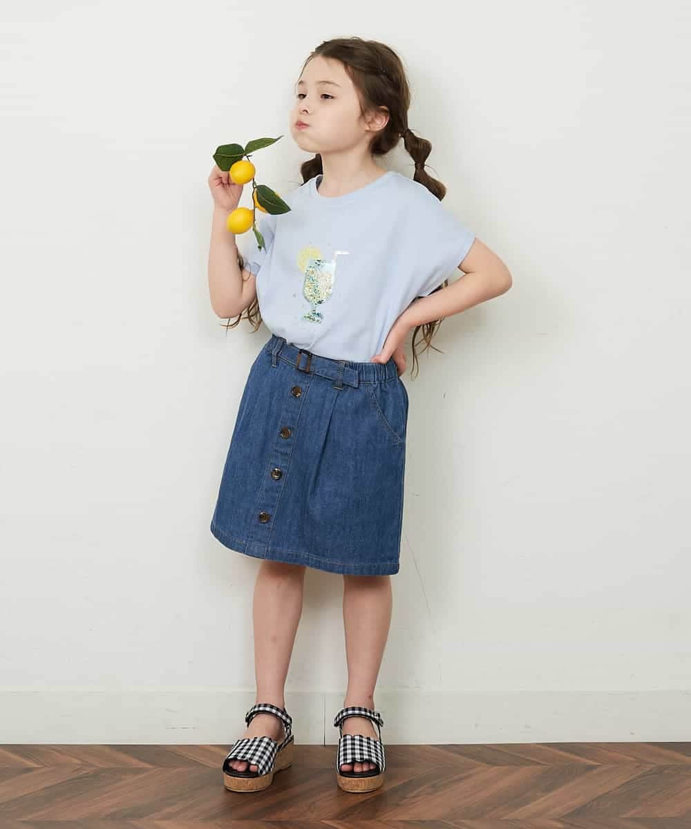 KJLGP04029 a.v.v KIDS(アー・ヴェ・ヴェ) [100-130]フロントボタンスカパン デニム
