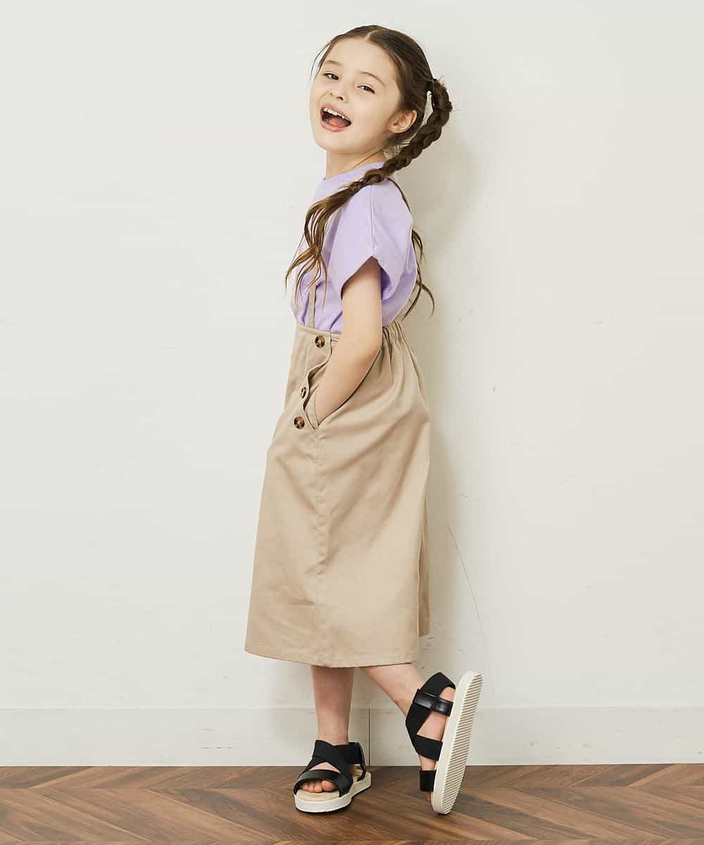 KJLGR07044 a.v.v KIDS(アー・ヴェ・ヴェ) [160]【2WAY】サスペンダー付きフロントボタンパンツ ベージュ