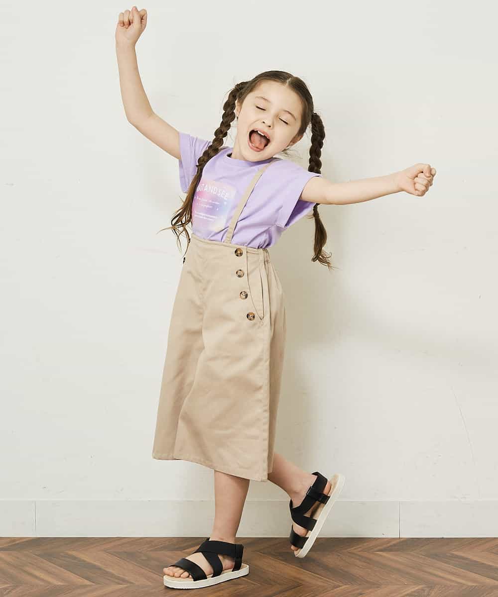 KJLGR07044 a.v.v KIDS(アー・ヴェ・ヴェ) [160]【2WAY】サスペンダー付きフロントボタンパンツ ベージュ