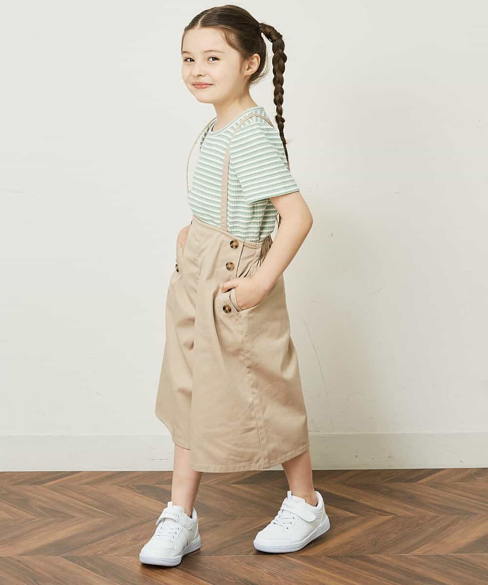 KJLGR07044 a.v.v KIDS(アー・ヴェ・ヴェ) [160]【2WAY】サスペンダー付きフロントボタンパンツ ベージュ
