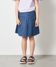 KJLGS01029 a.v.v KIDS(アー・ヴェ・ヴェ) [100-130]フロントポケットタックプリーツスカパン デニム