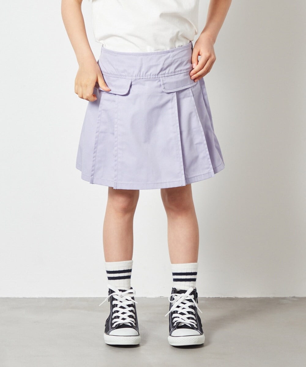KJLGS01029 a.v.v KIDS(アー・ヴェ・ヴェ) [100-130]フロントポケットタックプリーツスカパン ラベンダー