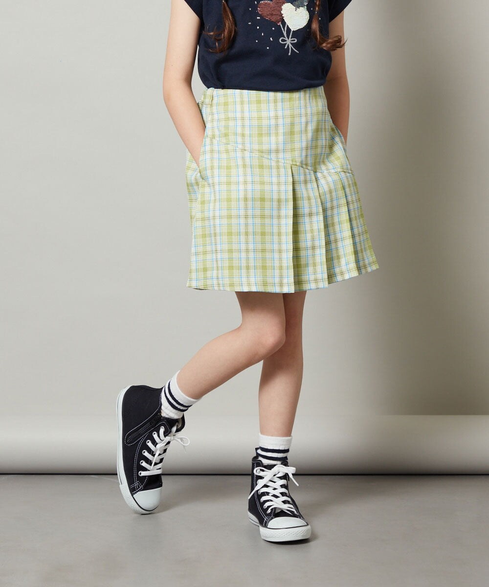 KJLGT12034 a.v.v KIDS(アー・ヴェ・ヴェ) [140-150]【セットアップ対応】アシメプリーツスカパン ブラック