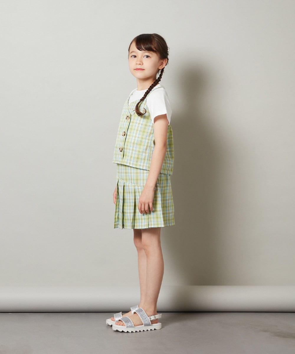 KJLGT12034 a.v.v KIDS(アー・ヴェ・ヴェ) [140-150]【セットアップ対応】アシメプリーツスカパン ブラック