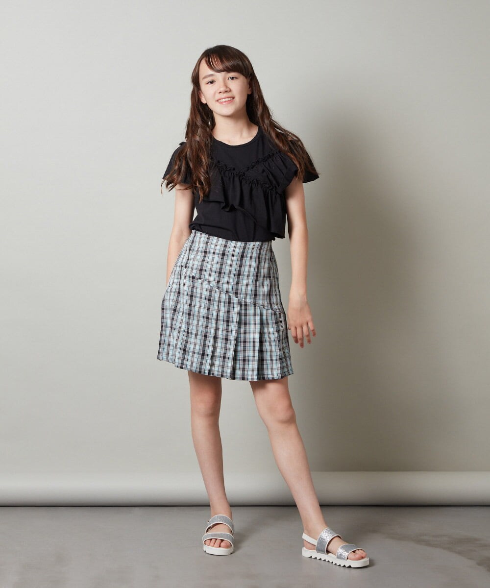 KJLGU12039 a.v.v KIDS(アー・ヴェ・ヴェ) [160]【セットアップ対応】アシメプリーツスカパン ブラック