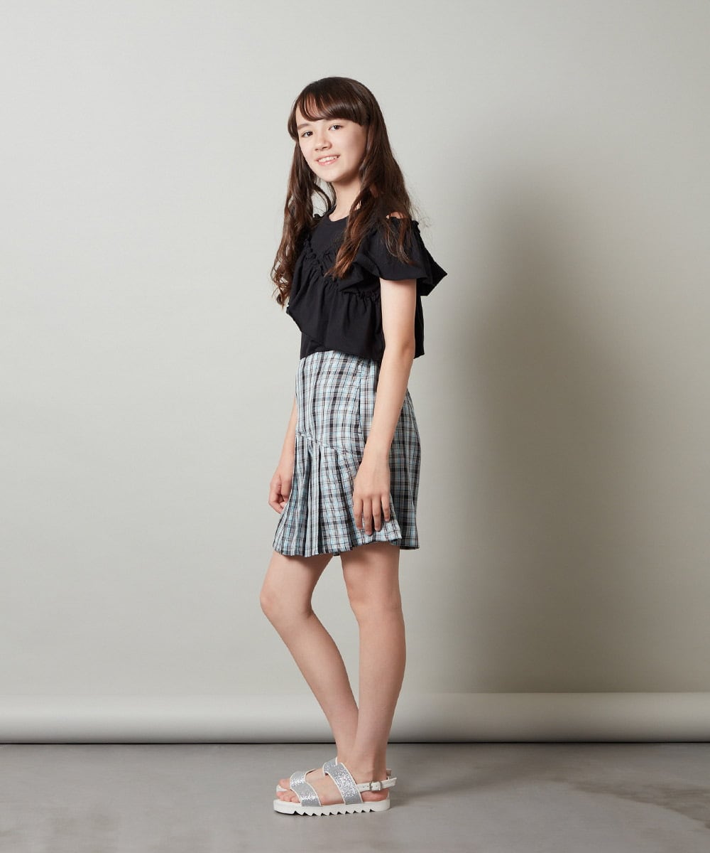 KJLGU12039 a.v.v KIDS(アー・ヴェ・ヴェ) [160]【セットアップ対応】アシメプリーツスカパン ブラック