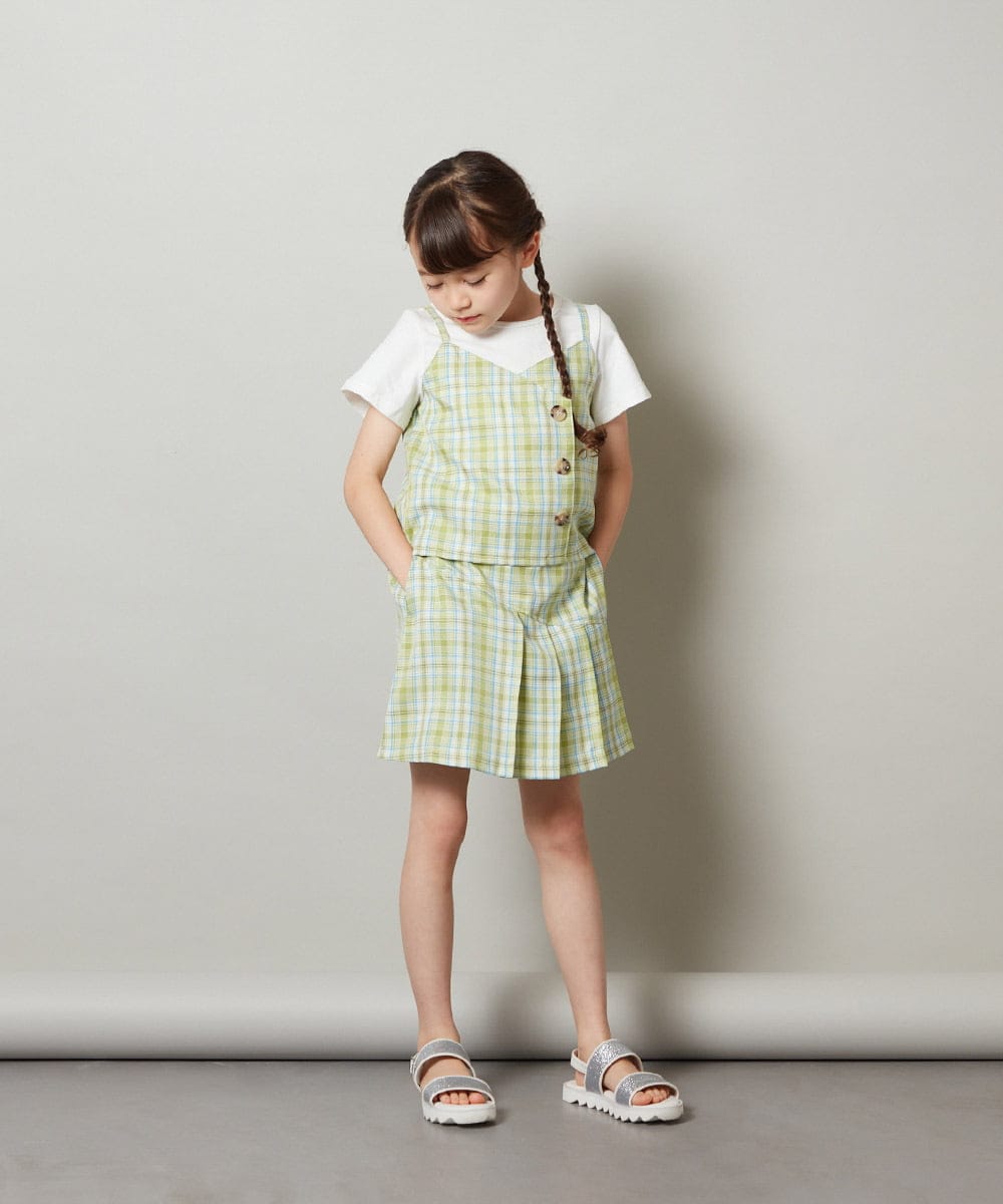 KJLGU12039 a.v.v KIDS(アー・ヴェ・ヴェ) [160]【セットアップ対応】アシメプリーツスカパン ブラック