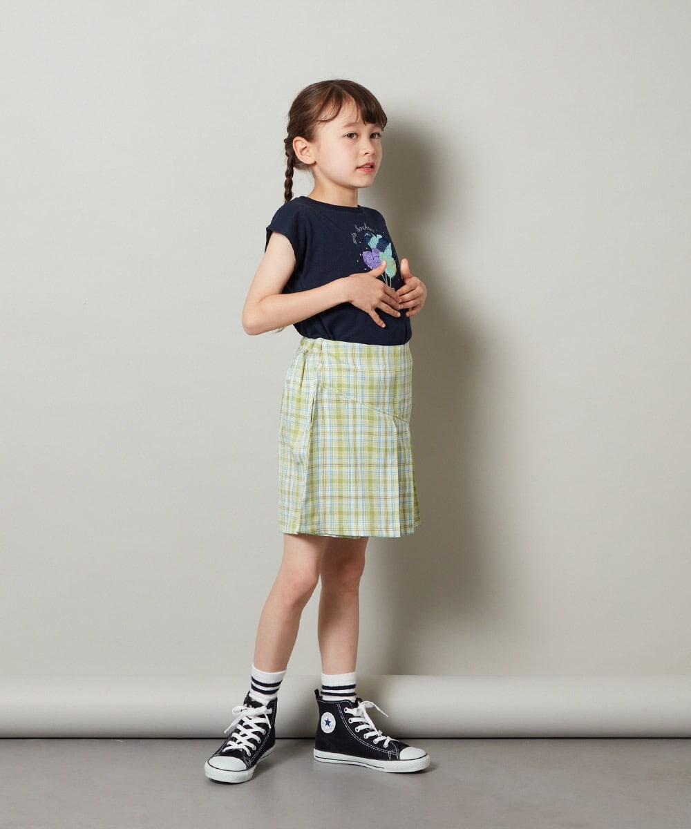 KJLGU12039 a.v.v KIDS(アー・ヴェ・ヴェ) [160]【セットアップ対応】アシメプリーツスカパン ブラック