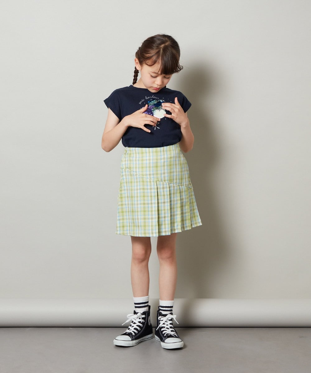 KJLGU12039 a.v.v KIDS(アー・ヴェ・ヴェ) [160]【セットアップ対応】アシメプリーツスカパン ブラック