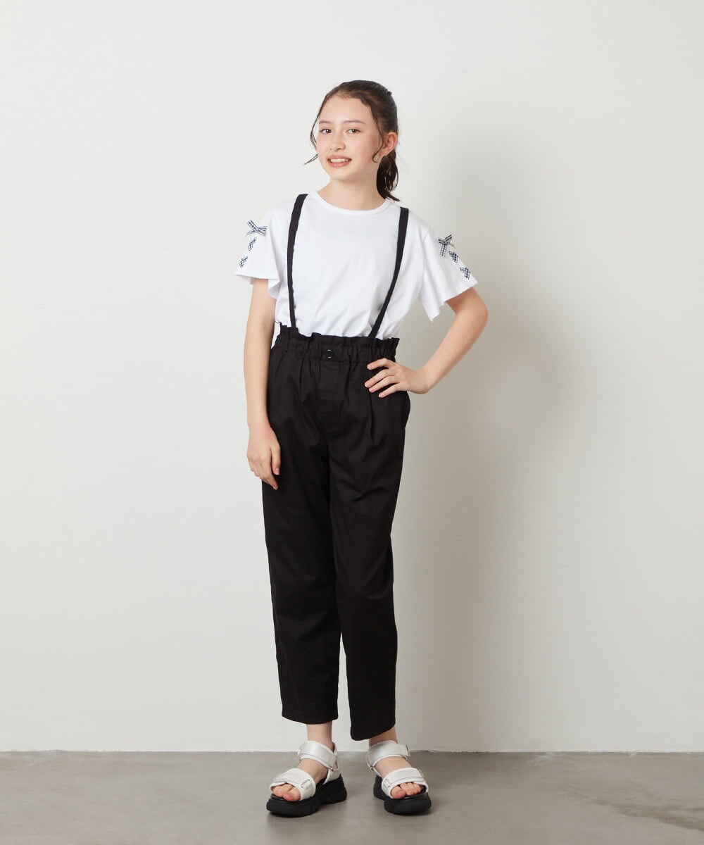 KJLGV04029 a.v.v KIDS(アー・ヴェ・ヴェ) [100-130]サスペンダー付きテーパードパンツ ブラック
