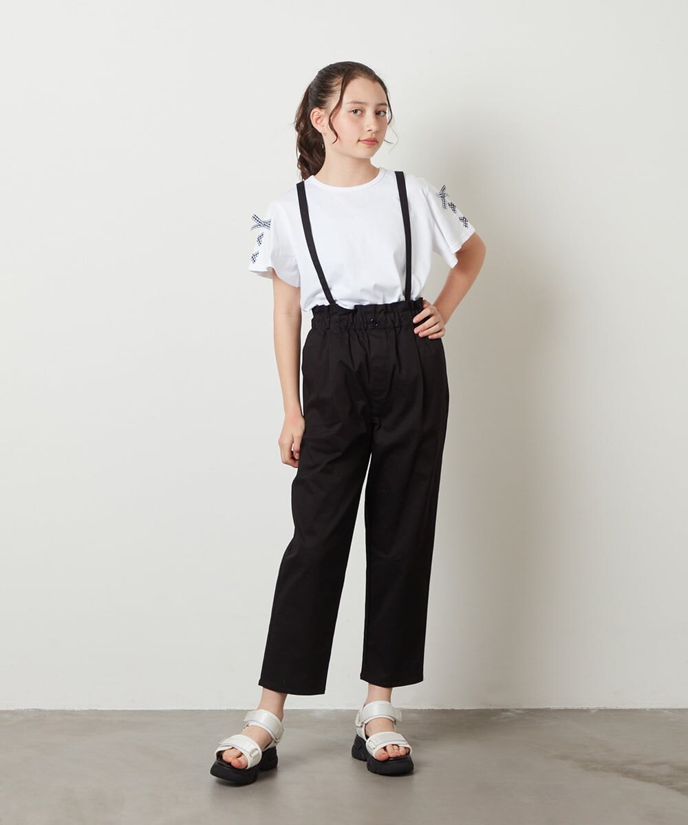 KJLGV04029 a.v.v KIDS(アー・ヴェ・ヴェ) [100-130]サスペンダー付きテーパードパンツ ブラック