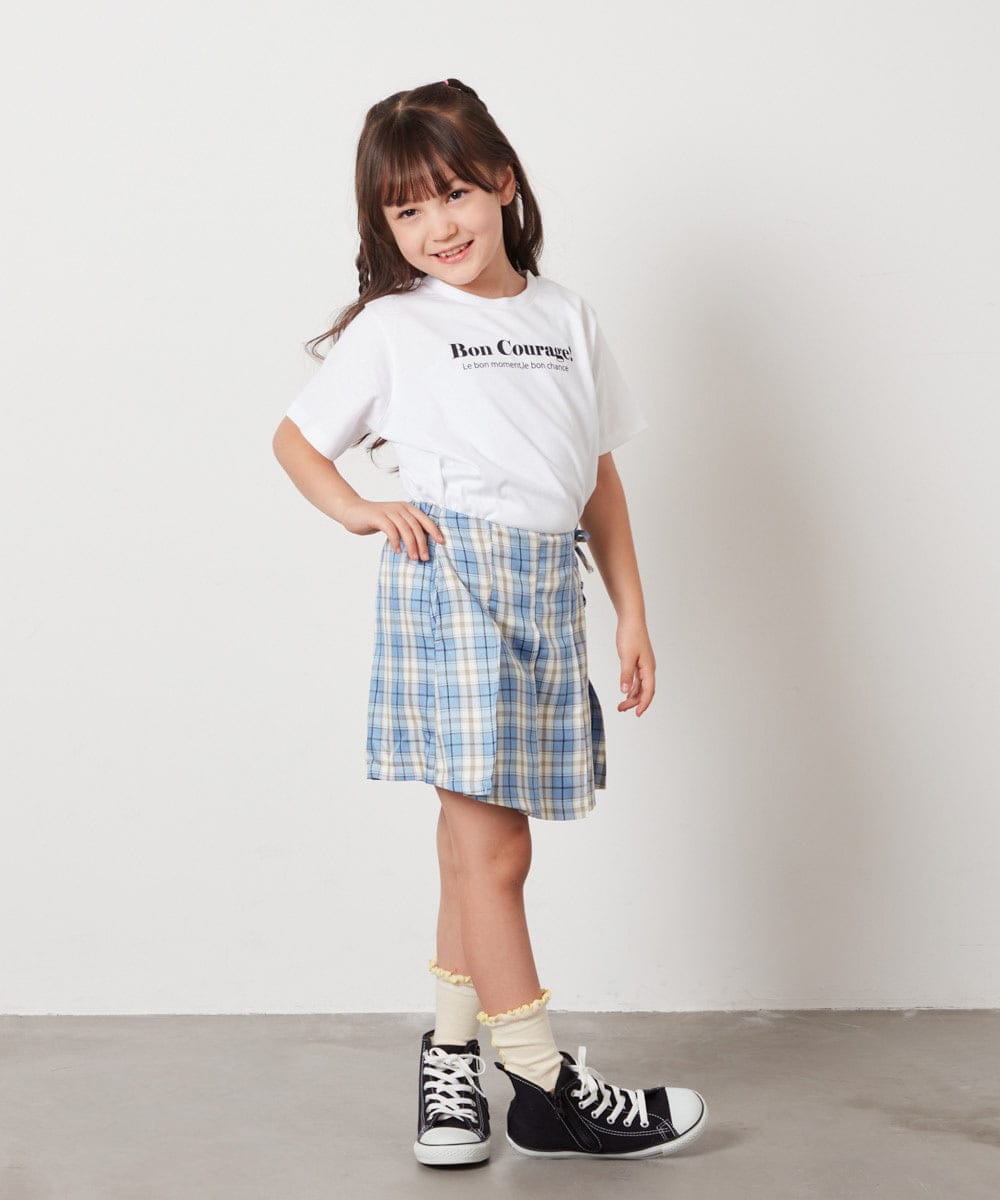 KJLGV07029 a.v.v KIDS(アー・ヴェ・ヴェ) [100-130]レースアッププリーツスカパン ブルー