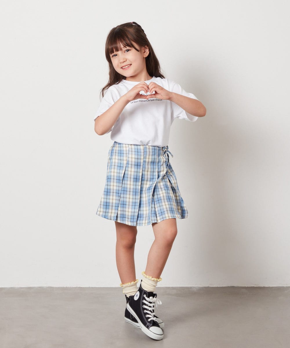 KJLGV07029 a.v.v KIDS(アー・ヴェ・ヴェ) [100-130]レースアッププリーツスカパン ブルー