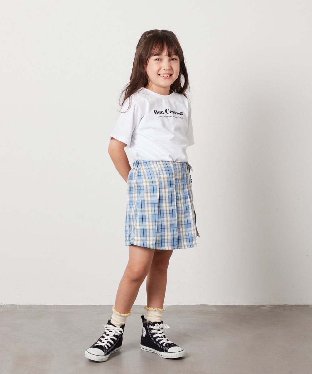 KJLGV07029 a.v.v KIDS(アー・ヴェ・ヴェ) [100-130]レースアッププリーツスカパン ブルー
