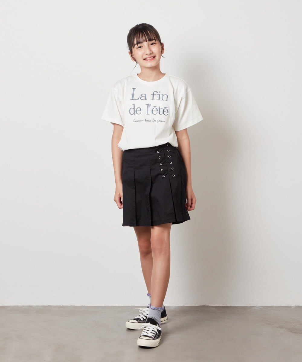KJLGV07029 a.v.v KIDS(アー・ヴェ・ヴェ) [100-130]レースアッププリーツスカパン ブルー
