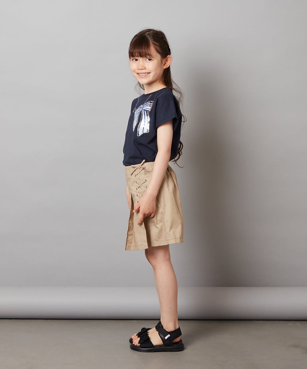 KJLGV07029 a.v.v KIDS(アー・ヴェ・ヴェ) [100-130]レースアッププリーツスカパン ブルー