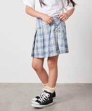 KJLGV07029 a.v.v KIDS(アー・ヴェ・ヴェ) [100-130]レースアッププリーツスカパン ブルー