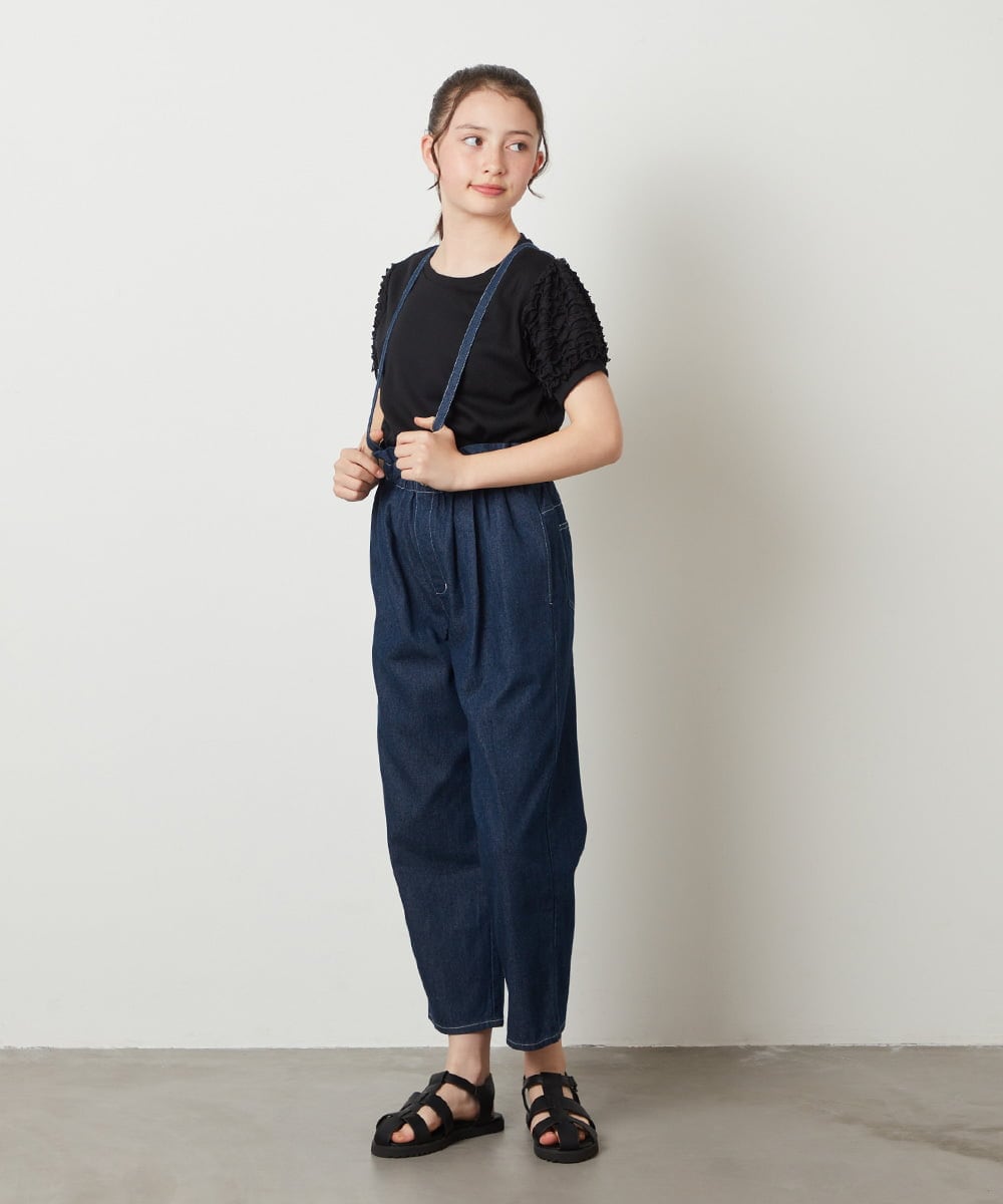KJLGW04034 a.v.v KIDS(アー・ヴェ・ヴェ) [140-150]サスペンダー付きテーパードパンツ ブルー
