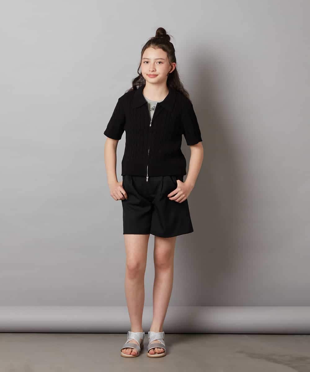 KJLGW05039 a.v.v KIDS(アー・ヴェ・ヴェ) [140-150]ワンタックショートパンツ ブラック