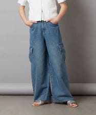 KJLGW06039 a.v.v KIDS(アー・ヴェ・ヴェ) 【ジュニア】[140-150]カーゴデニムワイドパンツ ブルー
