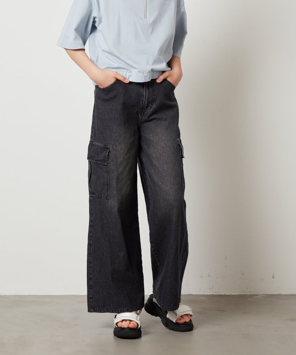 KJLGW06039 a.v.v KIDS(アー・ヴェ・ヴェ) 【ジュニア】[140-150]カーゴデニムワイドパンツ ブルー