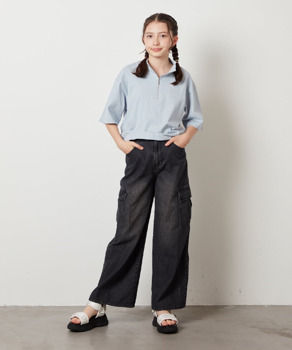 KJLGW06039 a.v.v KIDS(アー・ヴェ・ヴェ) 【ジュニア】[140-150]カーゴデニムワイドパンツ ブルー