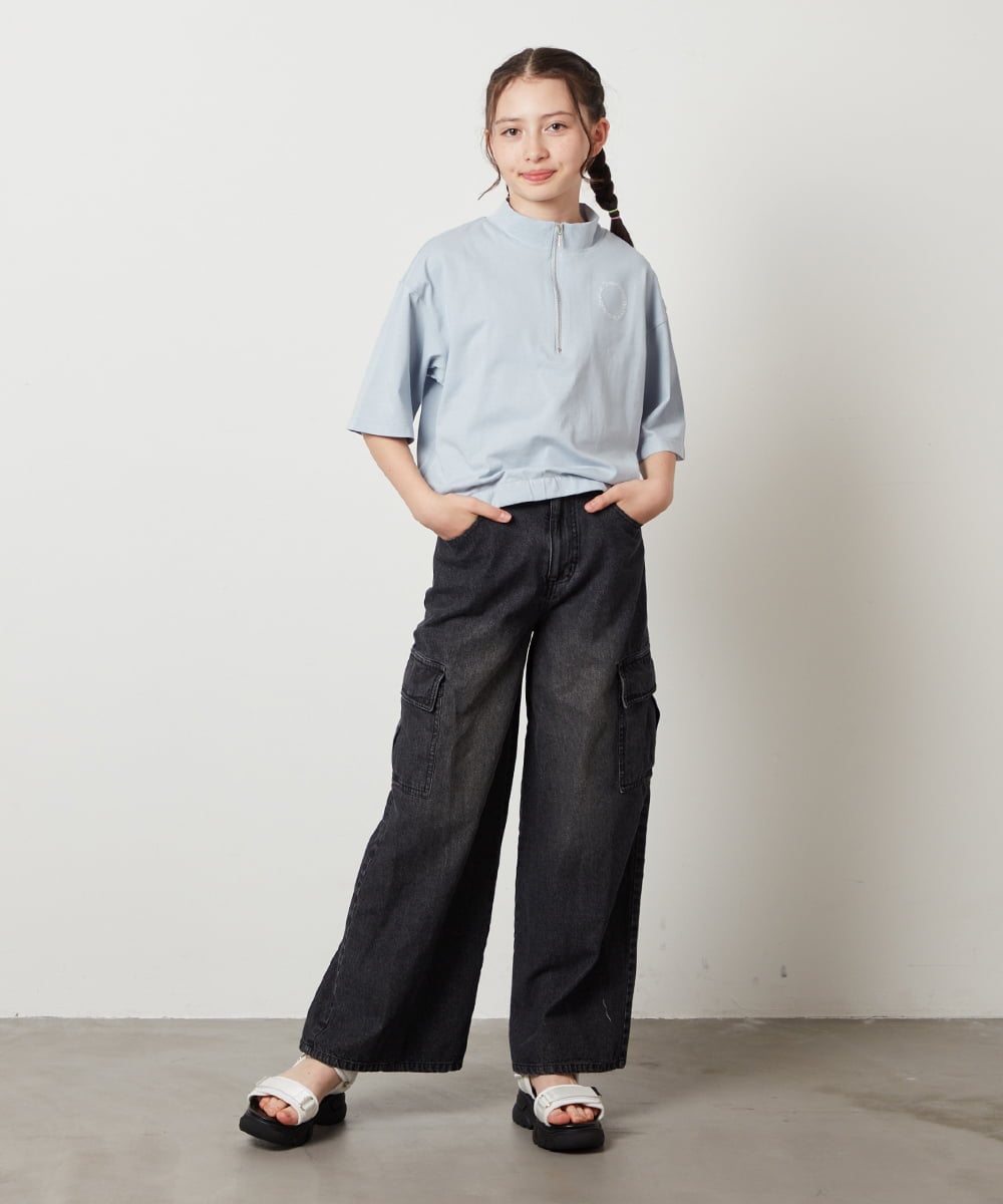 KJLGW06039 a.v.v KIDS(アー・ヴェ・ヴェ) 【ジュニア】[140-150]カーゴデニムワイドパンツ ブルー