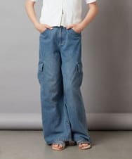 KJLGW06039 a.v.v KIDS(アー・ヴェ・ヴェ) 【ジュニア】[140-150]カーゴデニムワイドパンツ ブルー