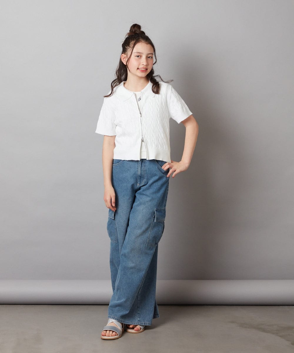 KJLGW06039 a.v.v KIDS(アー・ヴェ・ヴェ) 【ジュニア】[140-150]カーゴデニムワイドパンツ ブルー