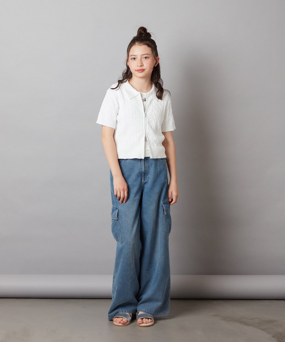 KJLGW06039 a.v.v KIDS(アー・ヴェ・ヴェ) 【ジュニア】[140-150]カーゴデニムワイドパンツ ブルー