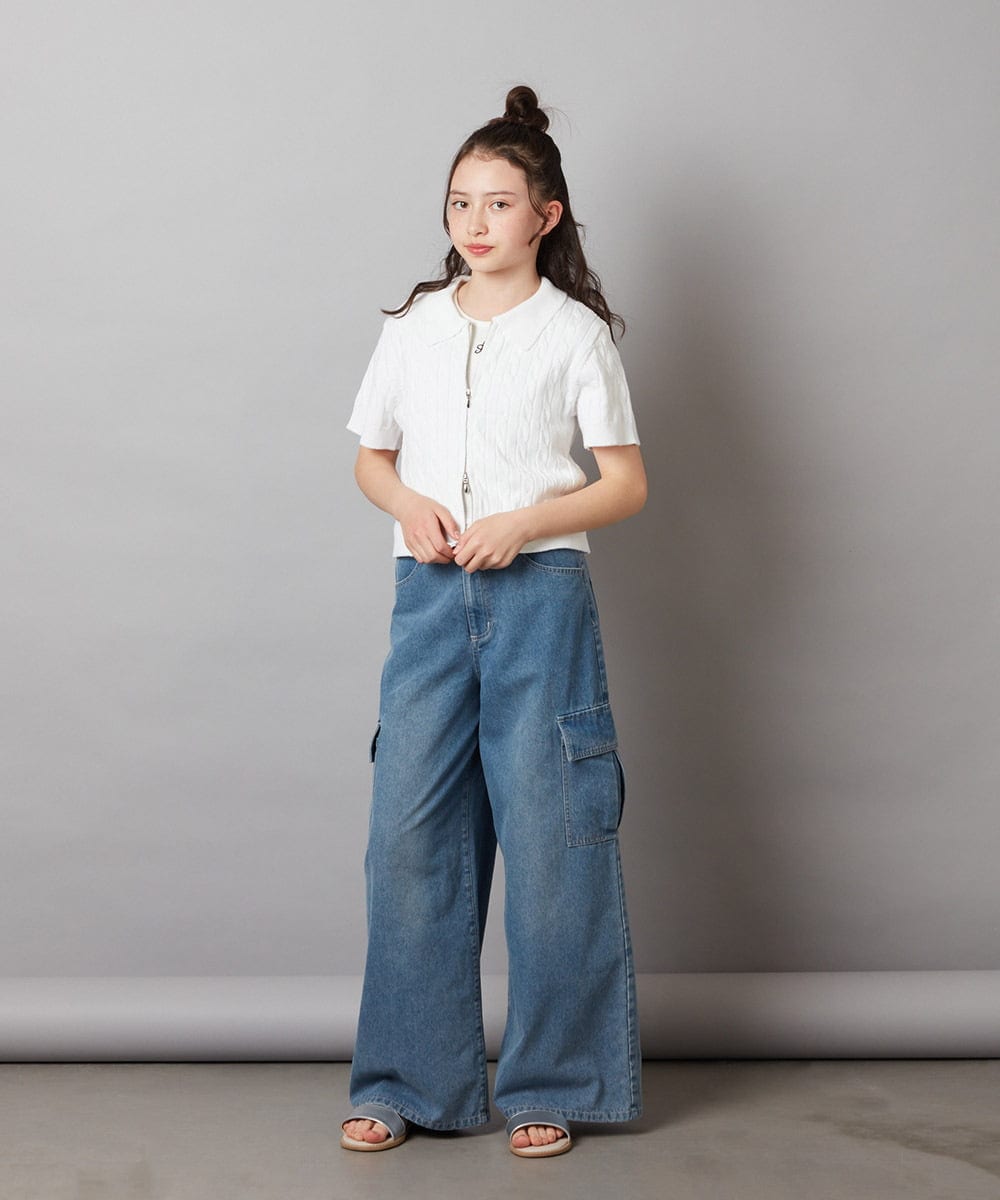 KJLGW06039 a.v.v KIDS(アー・ヴェ・ヴェ) 【ジュニア】[140-150]カーゴデニムワイドパンツ ブルー