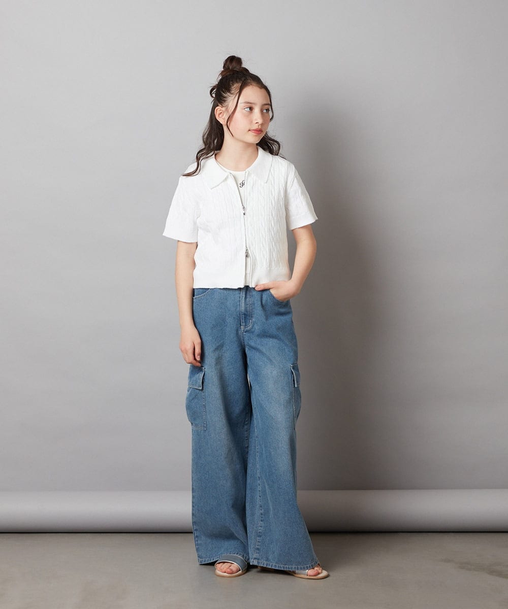 KJLGW06039 a.v.v KIDS(アー・ヴェ・ヴェ) 【ジュニア】[140-150]カーゴデニムワイドパンツ ブルー