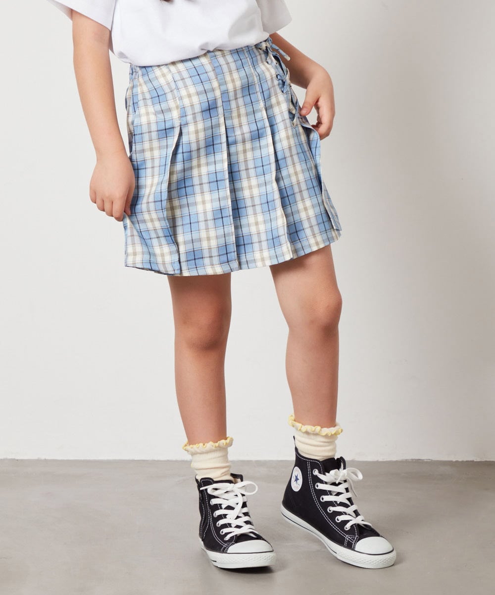 KJLGW07034 a.v.v KIDS(アー・ヴェ・ヴェ) [140-150]レースアッププリーツスカパン ライトブルー
