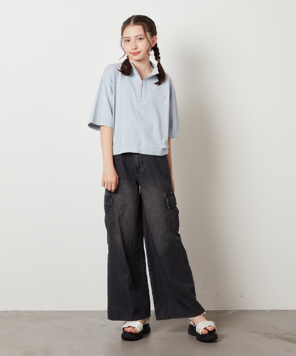 KJLGX06044 a.v.v KIDS(アー・ヴェ・ヴェ) 【ジュニア】[160]カーゴデニムワイドパンツ ブラック