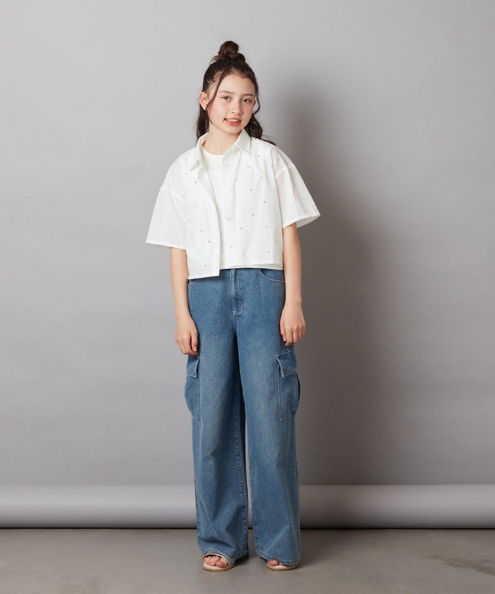KJLGX06044 a.v.v KIDS(アー・ヴェ・ヴェ) 【ジュニア】[160]カーゴデニムワイドパンツ ブラック